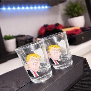 Novelty Political Figure Shot Glasses - Set of 2, Clear